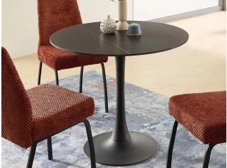 Kulatý jídelní stůl Josh 90 cm, imitace černý mramor