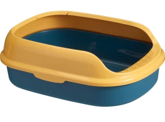 Kočičí toaleta s vysokým okrajem Clark 40x29 cm, modrá/zelená