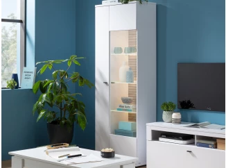 Vysoká vitrína Rovigo 70 cm, dub nox/bílá