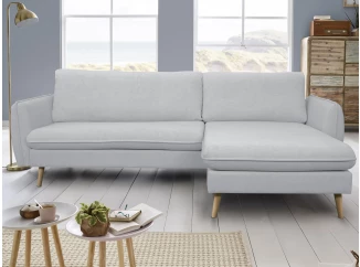 Rohová sedačka Salma, světle šedá látka, univerzální pravá/levá