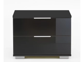 Noční stolek Easy Plus, grafit/černé sklo