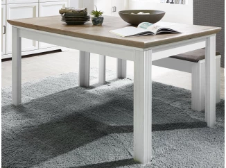 Rozkládací jídelní stůl Jasmin 160x90 cm, bělená pinie/dub