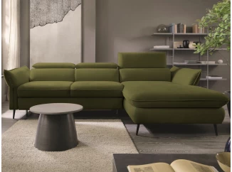 Rohová sedací souprava Mango, mechová zelená látka, pravý roh