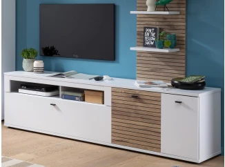 TV skříňka Rovigo 195  cm, dub nox/bílá