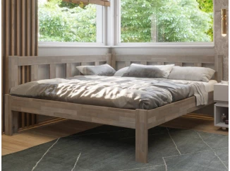 Rohová postel se zástěnou vlevo Tema L 180x200 cm, šedý buk