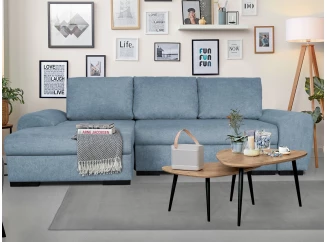 Rohová sedací souprava Salsa, denimově modrá látka