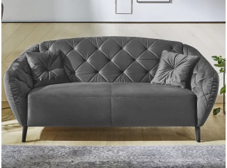 Pohovka s prošitím Leeds, šedá sametová látka