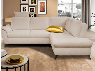 Rohová sedací souprava Geneva, světle béžová látka, pravý roh