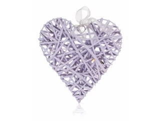 Dekorace Proutěné srdce 28x28 cm, fialové