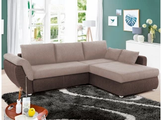 Rohová sedací souprava Torgau, hnědá/béžová tkanina