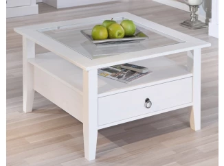 Čtvercový konferenční stolek Provence, bělená borovice