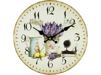 Nástěnné hodiny Levandulové zátiší 30 cm, vintage, MDF