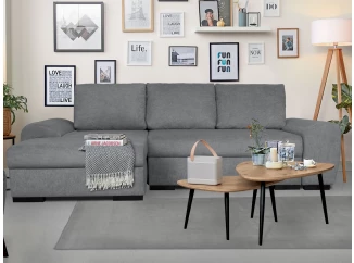 Rohová sedací souprava Salsa, středně šedá látka