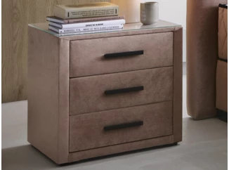 Vysoký noční stolek Reve, tmavě růžová látka