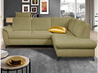 Rohová sedací souprava Geneva, světle zelená látka, pravý roh
