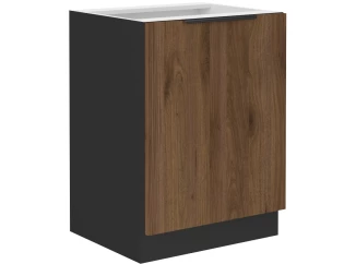 Dolní kuchyňská skříňka Monza, 60 cm, ořech/černá