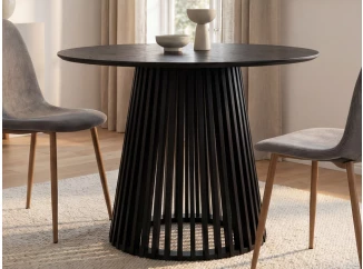 Kulatý jídelní stůl Siluet 100 cm, černý jasan