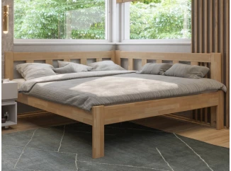 Rohová postel se zástěnou vpravo Tema P 180x200 cm, přírodní buk