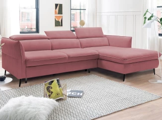 Rohová sedací souprava Mango, starorůžová látka, pravý roh