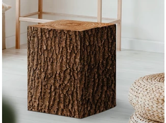 Taburet Benny, motiv dřevěného pařezu