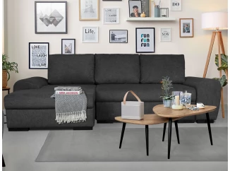 Rohová sedací souprava Salsa, černá látka