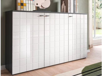 Skříňka 3-dveřová Monty, 138 cm, antracit/bílá lesk