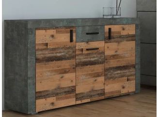 Komoda Pico, tmavý beton/vintage optika dřeva