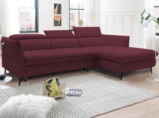 Rohová sedací souprava Mango, vínová látka, pravý roh