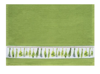 Vaflová kuchyňská utěrka 50x70 cm, byliny, mechově zelená