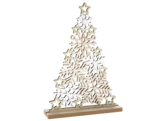 Vánoční dekorace Stromek z vloček 30 cm, dřevěný