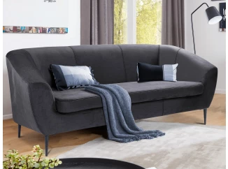 Trojmístná pohovka Olivio, tmavě šedá sametová látka