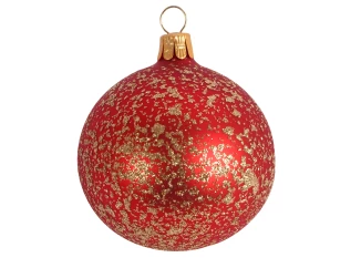 Vánoční ozdoba skleněná koule 6 cm, červená s třpytivými krystalky