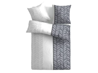 Povlečení Nobles 140x220 cm, bavlněný satén, bílá/šedá/modrá
