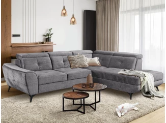 Rohová sedací souprava Sergio, kouřově šedá látka, pravý roh