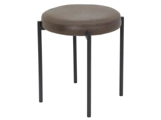 Stolička Sammy, hnědá látka ve vintage optice kůže