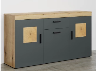 Komoda se šuplíkem Tyler 160 cm, antracit/dub evoke