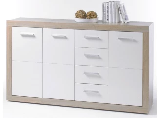 Komoda Cancan 3, dub sonoma/lesklá bílá