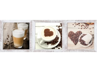 Sada obrazů na zeď (3 ks) Chep, motiv káva