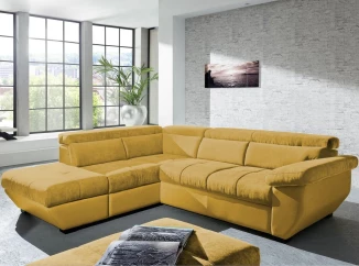 Rohová sedací souprava Speedway, žlutá látka, levý roh, bez rozkladu