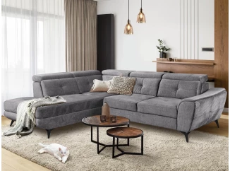 Rohová sedací souprava Sergio, kouřově šedá látka, levý roh