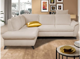 Rohová sedací souprava Geneva, světle béžová látka, levý roh