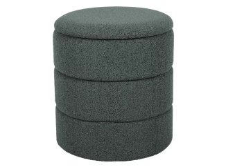 Kulatý taburet s úložným prostorem Picardo, šedo-zelená látka