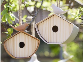 Ptačí budka (mix barev) bambusová vláknina, 16 cm