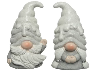 Dekorační soška (2 druhy) Vánoční skřítek, stříbrný