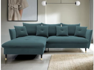 Rohová sedací souprava Glam, petrolejová látka, levý roh