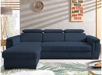 Rohová sedací souprava Umbria, námořnická modrá látka, levý roh