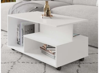 Konferenční stolek na kolečkách Astor, bílý