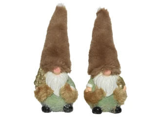 Dekorační soška (2 druhy) Vánoční trpaslík s dlouhou čepicí