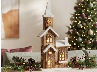 Vánoční dekorace LED kostel, 41 cm
