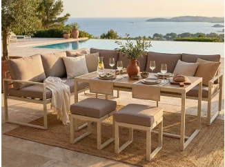 Jídelní sestava zahradního nábytku Grosseto, béžová